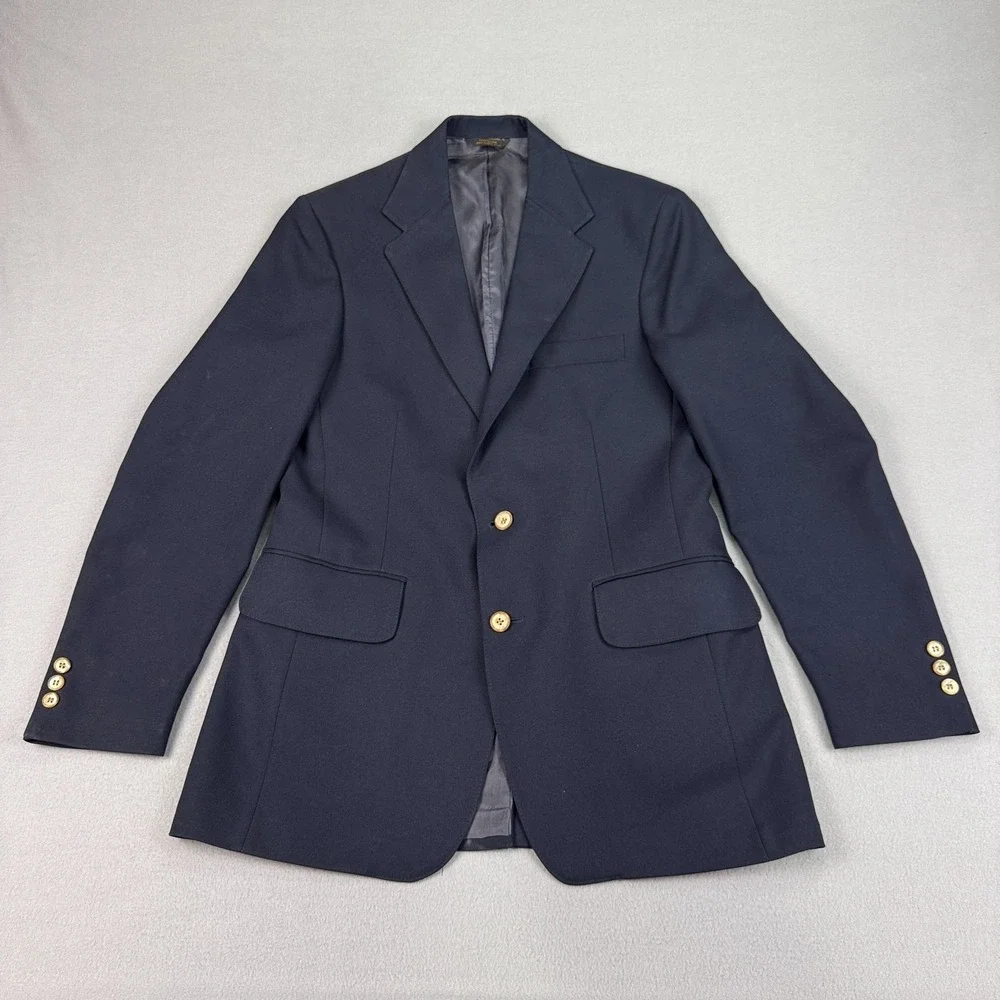 Vintage Panatela Levis Blazer Mens 40L Navy Blue Sport Coat Jacket 2 Button USA‎